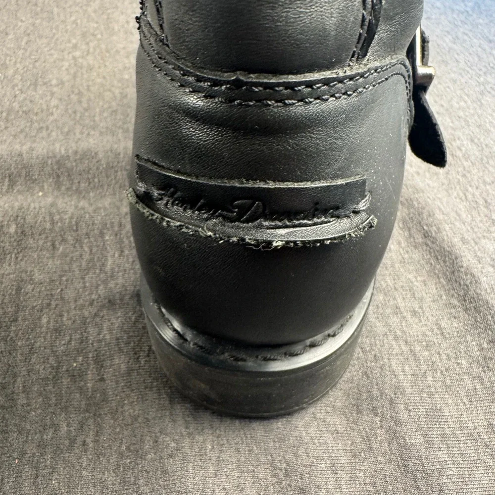 Harley Davidson Mens Black Leather Motorcycle Boots Engineer Side Zip 93007 10